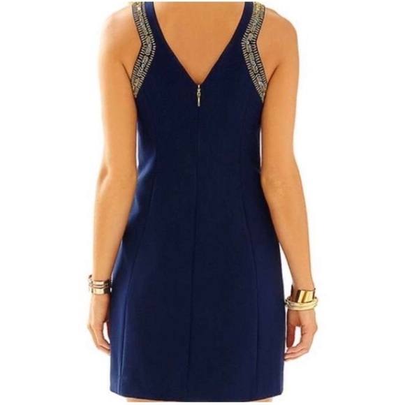 Lilly Pulitzer Navy Blue Largo Shift Beaded Dress Size 6 - Picture 9 of 11
